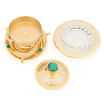 Икорница c декором "Три стерлядки" с гравировкой и натуральным камнем Малахит Decorative Cavair Dishes варинант исполнения - 2 | Loft Concept в Ростове-на-Дону