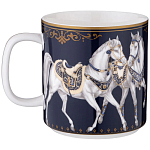 Кружка из фарфора синяя с изображением лошадей 400 мл Porcelain Horse Set варинант исполнения - 1 | Loft Concept в Ростове-на-Дону