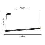 Подвесной светильник линейный вытянутой формы с черным матовым корпусом и золотистыми акцентами Line Pendant варинант исполнения - 1 | Loft Concept в Ростове-на-Дону