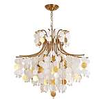 Люстра подвесная с белыми и золотыми круглыми подвесками Диаметр 70 см SHELL Chandelier варинант исполнения - 1 | Loft Concept в Ростове-на-Дону