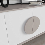 Комод бежево-белый с 4-мя дверцами c декором в виде бежевого круглого элемента на фасаде GORA CONSOLE 180CM LIGHT MOCHA варинант исполнения - 4 | Loft Concept в Ростове-на-Дону