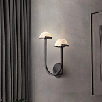 Бра с 2-мя мраморными плафонами на черном корпусе Light Warm Light варинант исполнения - 2 | Loft Concept в Ростове-на-Дону