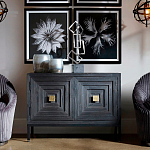 Тумба черная из дерева двухдверная Geometric Double Door Nightstand варинант исполнения - 5 | Loft Concept в Ростове-на-Дону