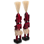 Комплект из 2-х деревянных статуэток Asmat Straw Headdress Statuettes Red варинант исполнения - 2 | Loft Concept в Ростове-на-Дону