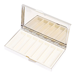 Таблетница карманная прямоугольная на 7 отделений с зеркалом и накладкой из натурального камня Турмалин Silver Stone Pillboxes варинант исполнения - 3 | Loft Concept в Ростове-на-Дону