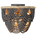 Круглый потолочный светильник с подвесками из круглых деревянных бусин Wooden Beads Black Ceiling Lamp варинант исполнения - 1 | Loft Concept в Ростове-на-Дону