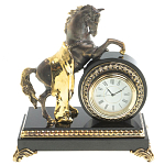Часы настольные бронзовые с декором в виде коня Horse Stone Clock варинант исполнения - 5 | Loft Concept в Ростове-на-Дону