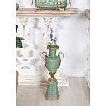 Ваза зеленого цвета из фарфора на высокой подставке с бронзовыми ручками Eden Garden porcelain and bronze варинант исполнения - 4 | Loft Concept в Ростове-на-Дону