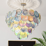 Люстра с каскадом из круглых разноцветных стеклянных дисков Mother of Pearl Iridescence варинант исполнения - 1 | Loft Concept в Ростове-на-Дону