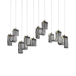 Подвесной светильник линейный с плафонами волнистой формы из фактурного стекла Big Wave варинант исполнения - 2 | Loft Concept в Ростове-на-Дону