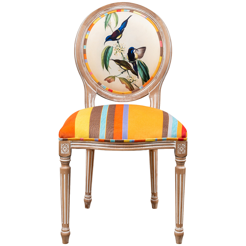              Blooming Blue Birds Colorful Stripes Chair     -- | Loft Concept 