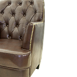 Кресло кожаное c мягкими подлокотниками на 4-х деревянных ножках из массива березы Joseph Armchair brown варинант исполнения - 3 | Loft Concept в Ростове-на-Дону