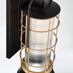 Настенный фонарь цилиндрической формы с рифленым стеклом в золотом каркасе на черном прямоугольном основании Eurofase варинант исполнения - 4 | Loft Concept в Ростове-на-Дону