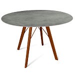 Стол обеденный с серой овальной столешницей из керамики на четырех деревянных ножках Gray Ceramics варинант исполнения - 8 | Loft Concept в Ростове-на-Дону