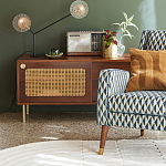 ТВ-тумба из ореха с плетеным декором Eland Wooden Wicker TV Stand варинант исполнения - 3 | Loft Concept в Ростове-на-Дону