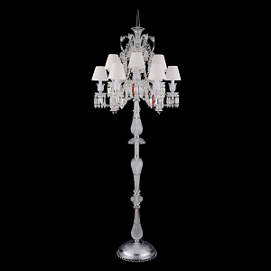 Торшер с 12-ю белыми текстильными абажурами и хрустальными подвесками Lustre Reverie