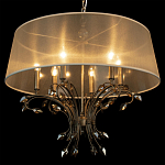Люстра подвесная круглая с тканевым полупрозрачным абажуром и подвесками 6 ламп Gilded Elegance варинант исполнения - 5 | Loft Concept в Ростове-на-Дону