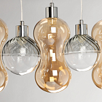 Люстра с 3-мя плафонами волнообразной формы цвета янтарь и 2-мя прозрачными шарообразными плафонами Lucid Rain  варинант исполнения - 7 | Loft Concept в Ростове-на-Дону