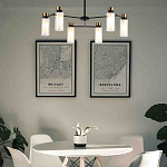 Люстра потолочная с 6-ю цилиндрическими плафонами из стекла и черным каркасом Noir Poise варинант исполнения - 3 | Loft Concept в Ростове-на-Дону