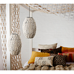 Подвесной светильник вертикальной овальной формы украшенный белыми круглыми бусинами Gradient Oval Pendant Lamp White варинант исполнения - 3 | Loft Concept в Ростове-на-Дону