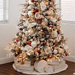 Заснеженная Новогодняя Ель с золотыми листьями и цветами в комплекте варинант исполнения - 3 | Loft Concept в Ростове-на-Дону