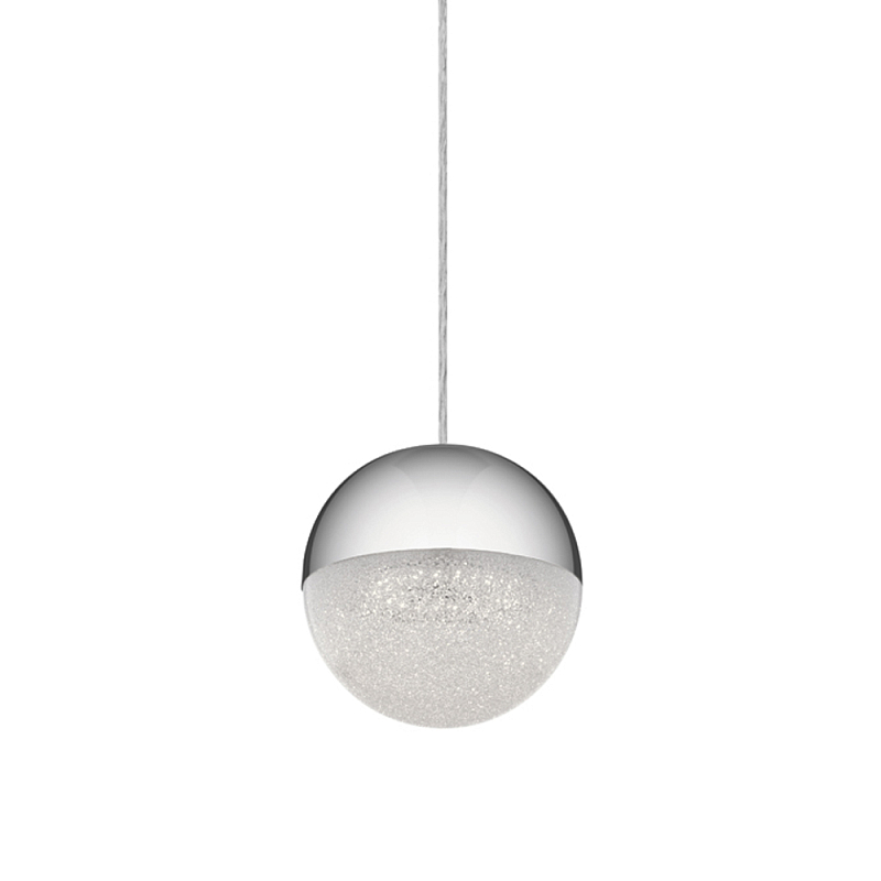 Подвесной светильник со сферическим плафоном из акрила с циркониевыми вкраплениями Kichler Хром Прозрачный в Ростове-на-Дону | Loft Concept 