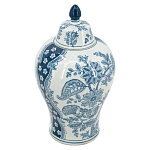Ваза с крышкой и голубым цветочным рисунком 37 см Blue & White Ornament варинант исполнения - 1 | Loft Concept в Ростове-на-Дону