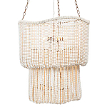 Двухъярусная люстра с подвесками из круглых деревянных бусин белая White Beads Two-tier Chandelier варинант исполнения - 1 | Loft Concept в Ростове-на-Дону