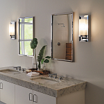 Бра для ванных комнат с цилиндрическим плафоном на прямоугольном зеркальном основании Feiss варинант исполнения - 2 | Loft Concept в Ростове-на-Дону