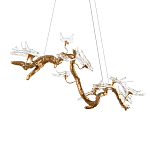 Люстра подвесная линейная с прозрачными стеклянными птичками на ветвях Serip Voa варинант исполнения - 8 | Loft Concept в Ростове-на-Дону