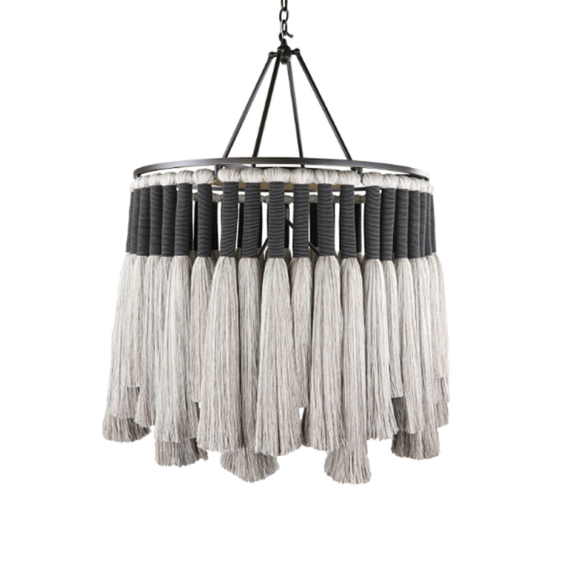 Люстра круглая плетеная с кисточками Boho Tassel Chandelier Серый в Ростове-на-Дону | Loft Concept 