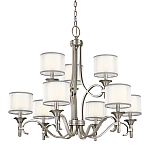 Люстра с белыми тканевыми абажурами в прозрачных стеклянных цилиндрах Kichler варинант исполнения - 1 | Loft Concept в Ростове-на-Дону