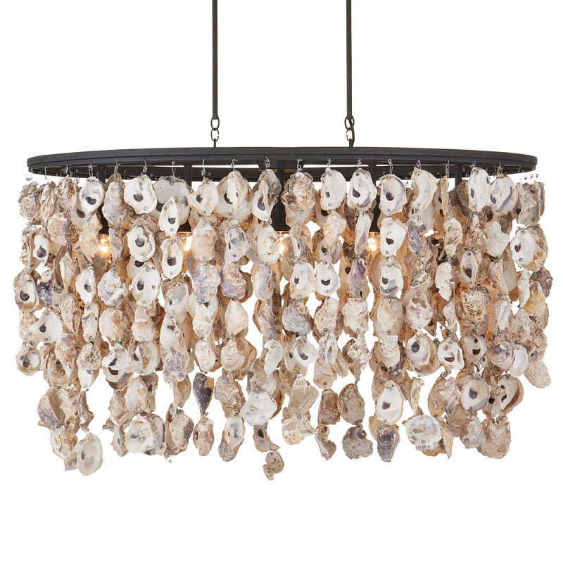 Люстра овальная с подвесками из устричных раковин Sea Ravens Черный в Ростове-на-Дону | Loft Concept 