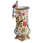 Ваза фарфоровая с птицей на бронзовой ветке и цветочной росписью Garden of Eden варинант исполнения - 1 | Loft Concept в Ростове-на-Дону