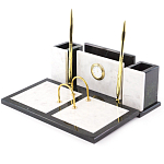Настольный письменный набор из белого мрамора с часами Marble Accessory варинант исполнения - 2 | Loft Concept в Ростове-на-Дону