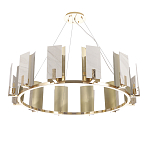 Люстра подвесная круглая с прямоугольными мраморными и золотистыми панелями на металлическом каркасе Диаметр 118 см Marble square Chandelier варинант исполнения - 2 | Loft Concept в Ростове-на-Дону