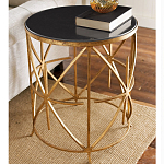 Приставной стол с металлическим золотым  основанием и чёрной столешницей Paradigm варинант исполнения - 1 | Loft Concept в Ростове-на-Дону