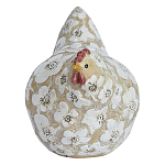 Статуэтка курица с резными белыми цветами на бежевой фактурной поверхности Rustic Chicken варинант исполнения - 1 | Loft Concept в Ростове-на-Дону