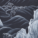 Обои ручная роспись Matsushima Waves Roka on Edo Night painted silk варинант исполнения - 1 | Loft Concept в Ростове-на-Дону