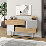 Комод c 2-мя белыми дверцами и 2-мя выдвижными ящиками цвета древесины EROS CONSOLE OAK WHITE варинант исполнения - 2 | Loft Concept в Ростове-на-Дону