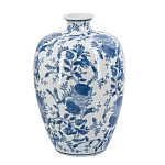 Ваза фарфоровая с узким горлышком и синими цветочными мотивами Independence варинант исполнения - 2 | Loft Concept в Ростове-на-Дону