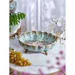 Чаша из голубого фарфора на бронзовых ножках с рисунком цветов и фигурками стрекоз Blue Garden варинант исполнения - 3 | Loft Concept в Ростове-на-Дону