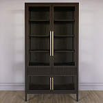 Витрина Primo со стеклянными фасадами и 2 ящиками Темный орех варинант исполнения - 1 | Loft Concept в Ростове-на-Дону