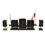 Настольный письменный набор из креноида и змеевика на бронзовых ножках Marble Accessory варинант исполнения - 4 | Loft Concept в Ростове-на-Дону