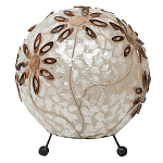 Настольная лампа из перламутра на металлическом каркасе Indonesian Ball варинант исполнения - 3 | Loft Concept в Ростове-на-Дону