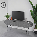 ТВ-тумба серая с 2-мя откидными дверцами и 2-мя открытыми полками CAPSULE TV STAND RETRO GREY варинант исполнения - 3 | Loft Concept в Ростове-на-Дону