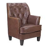 Кресло из натуральной кожи c мягкими подлокотниками на 4-х деревянных ножках из массива бука Joseph Armchair brown варинант исполнения - 1 | Loft Concept в Ростове-на-Дону