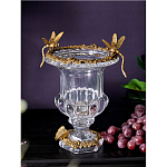 Ваза из прозрачного стекла на бронзовой подставке с ободком и ручками в виде стрекоз Eden Garden варинант исполнения - 2 | Loft Concept в Ростове-на-Дону