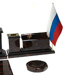 Настольный письменный набор с часами из природного камня обсидиана  Gift for Manager варинант исполнения - 5 | Loft Concept в Ростове-на-Дону