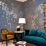 Обои ручная роспись Gingko Colourway SC-98 on Gun Metal dyed silk варинант исполнения - 1 | Loft Concept в Ростове-на-Дону